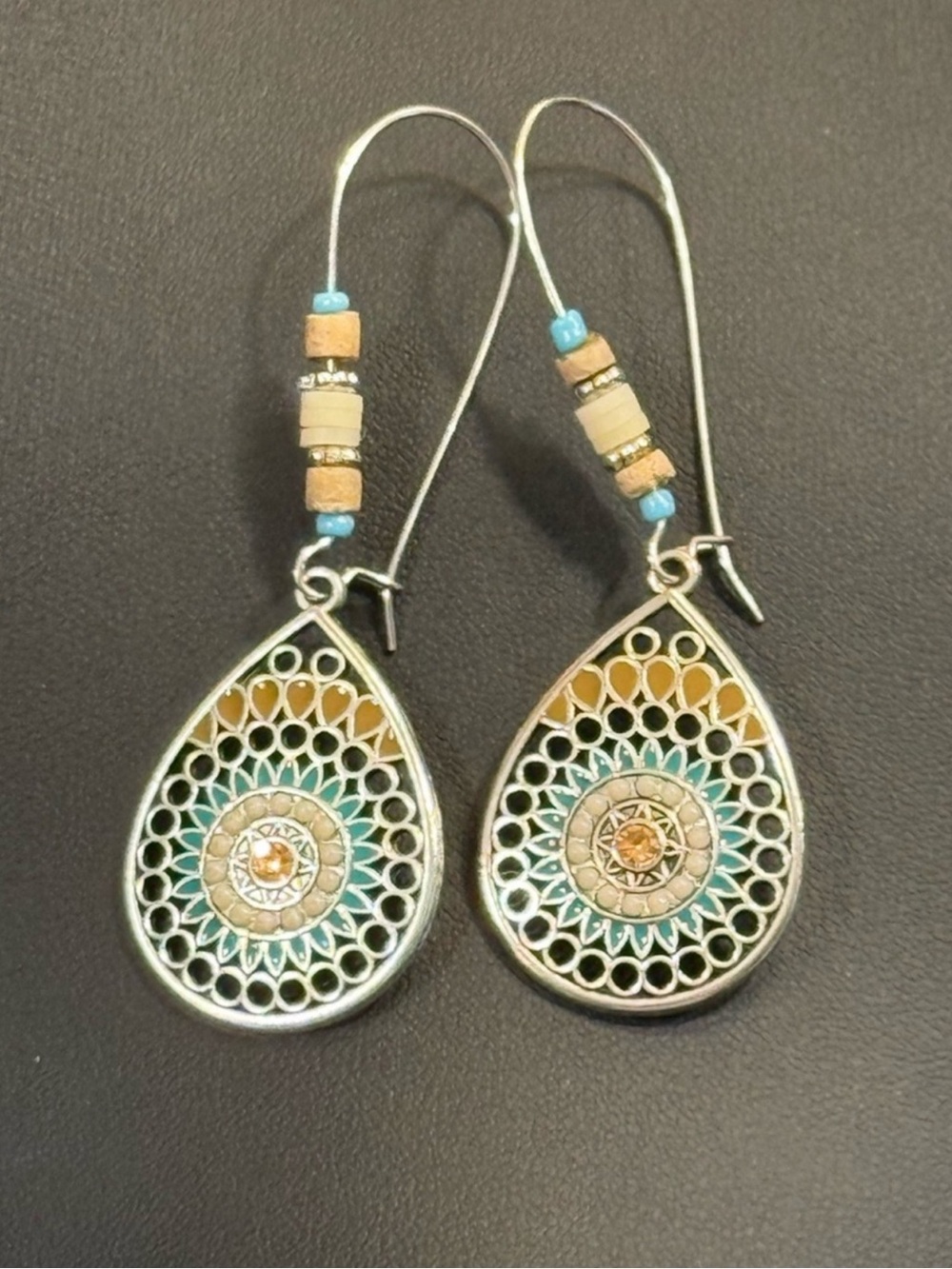 Beaded Teardrop Dangle Earrings